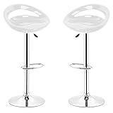 Barhocker 2er Set aus ABS-Kunststoff, Drehbare Barhocker Höhenverstellbar 55 bis 75 cm, Barstuhl Küche für Patio Bar Wohnzimmer Frühstück (2, Weiß)