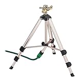 Relaxdays Sprinkler, Stativ, Reichweite max. 9m, Sektorenregner, Sprengwinkel 0-360°, 3/4'' Anschluss, Silber/schwarz, 90 x 94 x 82 cm
