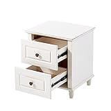 Schlafzimmer Weiß Nachttisch Mini Nachttisch Spind Schließfach Massivholz Schrankfüße (Farbe: Weiß Größe: 49 * 40 * 54 cm)