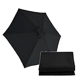 XUYBonh 6/8 Rippen Ersatz-Sonnenschirmdach – Sonnenschutz-Abdeckung Ersatztuch 2m/2,7m/3m – Für Schirmrippen Aus Holz, Stahl Und Aluminium (Color : Noir, Size : 3m/9.8ft 8 Ribs)