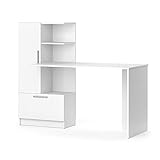 Vicco Arbeitstisch Schreibtisch Bürotisch Tomy 150x120 modern Computertisch PC-Tisch Arbeitszimmer Homeoffice Büromöbel Computermöbel Schrankschublade Schranktür Regalanbau (Weiß)