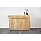 Mayaadi-Home Kommode Abaro Wildeiche Bianco geölt Wohnzimmer Massivholz Wohnzimmerschrank Sideboard Stauraum Ablagefläche Mehrzweckschrank Regal Esszimmer Schlafzimmer 120x85x45 cm