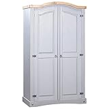 JUNZAI Kleiderschrank Mexiko-Stil Kiefer Corona 2 Türen, Schlafzimmerschrank, Kleiderschränke, Garderobenschrank, Ordnungssystem Kleiderschrank, Haushaltsschrank, Grau