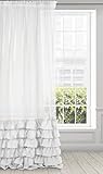 Eurofirany Gardine Glatt Volant mit Rüschen Transparent Vorhang Kräuselband 1 STK. Durchsichtig Edel Elegant Hochwertig Glamour Schlafzimmer Wohnzimmer, 140 x 250cm, Weiß