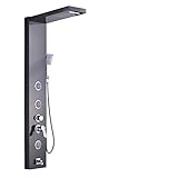 Thermostatisches Duschset mit intelligenter Armatur Luxus Schwarz Led Duschpaneel Spa Massage Jet Duscharmatur Badezimmer Wasserfall Regen Duschsäule System Wasserhahn Bathoom ( Color : Black 1039 , S