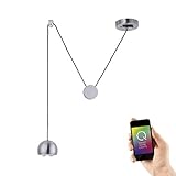 Paul Neuhaus, Q-Adam, LED Pendelleuchte, dimmbar mit Fernbedienung, Alexa-fähig, Smart Home, Hängelampe, Farbtemperatur einstellbar, RGB-Farbwechsel, höhenverstellbar, stahl…