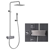 Duschsystem Duscharmaturen-Set für Wandmontage Gun Grey 3 Funktionen Duschkombinations-Set Höhenverstellbares Wannen- und Duschgarnitur-Set mit Handsprüher, Wasserfall-Wannenauslauf und Regenduschkopf