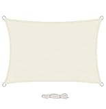 EUGAD Sonnensegel Rechteck 4x5m Sonnenschutz 200g/m² Garten Balkon Terrasse HDPE Wetterschutz atmungsaktiv Creme 0208ZYF