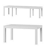 Furniture24 Tisch Küchentisch Esszimmertisch Esstisch WENUS Ausziehbar 160-300 cm (Weiß Matt)