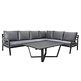 RedNeck Gartenmöbel Set 6er Ecklounge GAL3, Aluminium Sitzgruppe, L-Form variabel (Ausrichtung Links oder Rechts möglich), 10cm gepolsterte Sitzpolster, Lounge bereits 90% vormontiert