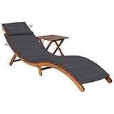 Terrassenmöbel, ergonomisch, aus Akazienholz, mit Kissen, für Garten, Balkon, Strandparty