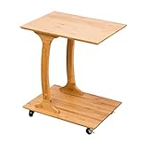 Adnevt C-förmige Beistelltische Mit 4 Rädern, Sofatische Mit Massivholzrahmen, Laptoptische, Snacktische, Couchtische Für Gläser, Wasserbecher(Size:49 * 36 * 56CM,Color:A)