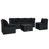 BULANED 4-TLG. Garten-Lounge-Set mit Auflagen, Gartenlounge, Balkon Möbel, Terrassenmöbel, Lounge Gartenmöbel Set, Loungemöbel Terrasse, Balkon Lounge, Poly Rattan Schwarz