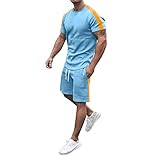 Trainingsanzug für Herren Sommer Sportanzug 2 Teiliges Outfit Sport Set Kurzarm Sportanzug T-Shirts + Kurze Hose Sets Freizeitanzug Männer Trainingsanzug Sporthose