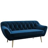 MKS Meble Sofa - Moderne Sofa - Skandinavische Deko Polstersofa - Pirs Loungesofa - DREI Personen Marineblau