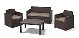 Allibert by Keter Merano Lounge Set, 4tlg, braun/Taupe (Poly-Cotton Kissen)