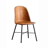 YCZHD Hohe Rückseite Küchenstühle, Kunstleder Essen Moderne Seitenstuhl Waschbare PU Kissen Sitz Mid Century Lounge Stuhl mit Metallbeinen für Pub Kaffee Zuhause(Color:BRAUN)