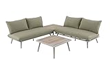 Tarrington House Loungemöbel Set Lualu, 5-TLG, Aluminium/Polyester/DPL, 2 Sofa Garden, 1 x Beistelltisch,1 x Couchtisch, inkl. Kissen, Relax für Outdoor, Terrasse und Garten, grün/Silber