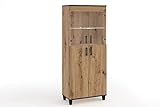 MargaretHome24 Vitrine Vanessa V Glas Bar Schrank Schränke Regal Holz Vitrine Möbel Wohnzimmer Glastür mit Holzbeine Standvitrine (ohne LED-Beleuchtung)