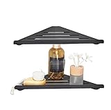 HALAHAI Duschregal Duschablage Bad Regal Eck-Duschregal Ohne Bohren, Badezimmer-Aufbewahrungsregal, Edelstahl-Organizer Badregal Badezimmer Regal (Color : Black, Size : 2pcs)