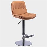 XOUVY Moderne Bar Stuhl Verstellbare Drehbare Barhocker Thekenhöhe Zurück Kücheninsel Barhocker PU-Leder Titan Schwarz gebürsteten Edelstahl mit Schwerer Fester Basis (Braun)
