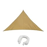 jarolift Sonnensegel Dreieck Gleichschenklig, Wasserdicht, Sonnenschutz Sichtschutz für Terrasse Garten Balkon, Polyestergewebe 400 x 400 x 400 cm Sand