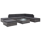 BULANED 8-TLG. Garten-Lounge-Set mit Auflagen, Lounge Gartenmöbel Set, Terassenmöbel Wetterfest, Loungemöbel Terrasse, Gartenlounge, Balkonmöbel, Garten Loungemöbel Set, Poly Rattan Grau