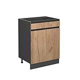 Vicco Schubunterschrank Küchenschrank Küchenmöbel R-Line J-Shape 60 cm modern (Anthrazit-Eiche)