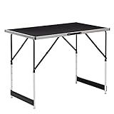 WOLTU® Campingtisch Klapptisch Gartentisch Arbeitstisch Balkontisch höhenverstellbar Aluminium Stahl MDF Schwarz CPT8121sz