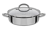 GSW 990066 Montreal Servierpfanne mit Glasdeckel 24cm / ca. 2,8 Liter, Edelstahl, silber, 24 cm, 2-Einheiten, 38 x 25,5 x 12 cm