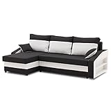 Sofini Ecksofa Hewlet mit Regal und Schlaffunktion! Best ECKSOFA! Eckcouch mit Bettkasten! (Haiti 17+ Haiti 0- Regal rechts)