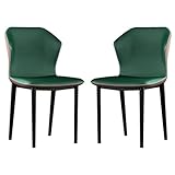Schminkstuhl, Küche, Pu-Leder, Küche, Esszimmerstühle, 2er-Set, Schlafzimmer, Zimmer, Balkon, Sofa, Stuhl, Karbonstahl, Schminktisch, Make-up-Stuhl (Farbe: Grüner Kaffee)