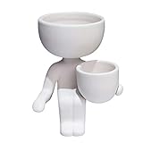 Clicitina Outdoor-Vase, Garten- und Dekorationsblumentopf, Indoor-Sukkulenten-Keramik-Dekoration und Aufhänger Blumenkasten 80 20 (White, One Size)