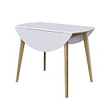 DAIVA CASA Orion Classic DropLeaf 100x(51-100) cm Runder Esstisch aus Birke Massivholz Küche & Esszimmer Tische/Skandinavische Möbel MidCentury Modern Tisch Brauner Kleiner runder Esstisch