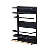 MMLLZEL Kühlschrankregal Tissue Roll Rack Magnetisches Lagerregal Gewürzregal Dekoratives Metallregal Küchenaufbewahrung (Color : Black, Size : One Size)