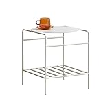 GOGUANG ZJUN - Runder Wohnzimmer-beistelltisch Mit 4 Beinen, Quadratisches Regal, 17,3 Zoll Hoher Nachttisch, Couchtisch Mit Metallrahmen, Sofaseite(Color:Weiß)