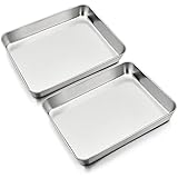 HaWare Backblech, Edelstahl Kleine Auflaufform Fettpfanne Ofenform Backofen 2er Set, Rechteckige Tiefes Ofenblech Kuchenblech zum Backen/Braten/Servieren, Ungiftig & Gesund, Spülmaschinenfest