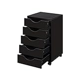 FIONEL Aktenschrank Rollcontainer Home Office Mobiler Aufbewahrungsschrank mit 5 Schubladen und feststellbaren Rollen ist ideal for das Büro zu Hause Büroschrank