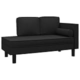 vidaXL Chaiselongue mit Kissen und Nackenrolle Schwarz Stoff