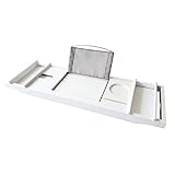 MIAOHY Ausziehbare Badewanne Tray SPA Badewanne BADTUB Caddy Organizer Rack Buchen Wein Tablet Holder Bottom Badewanne Tray Regal (Color : Argento)