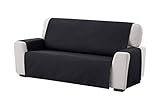 Textil-home Sesselschoner Sofaüberwurf Adele, 3 Sitzer - Reversibel gepolsterter Sofaschutz. Farbe schwarz