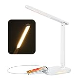 COSMUSIS LED Schreibtischlampe, Nachtlicht Tischlampen, Bürolampe mit 10 Helligkeiten, 5 Farbtemperaturen, USB Aufladung, 1 Stunden Timer, Touch Steuerung, Speicherfunktion