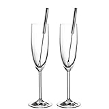 Leonardo - 2 Sektgläser + 2 Fruchtspieße im Geschenkkarton - Glas/Edelstahl - (HxBxT) 25,3 x 15,2 x 7,8 cm - Durchmesser: 4,7 cm - Volumen: 120 ml Nutzinhalt (200 ml Randvollvolumen)