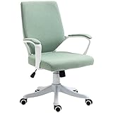 Vinsetto Bürostuhl Schreibtischstuhl Home-Office-Stuhl mit Wippenfunktion Rückenlehne höhenverstellbarer dick gepolstert ergonomisch 360°-Drehräder Polyester Nylon PP Grün+Weiß 62x69x92-100 cm