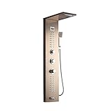 Duschsystem-Set Dunkelgraue, an der Wand befestigte Badezimmer-Duschsäule, Nickel gebürstet, mit einem Griff, Handbrause, Wanneneinlauf, Massagesystem, Duschpaneel Wasserfalldusche für Badezimmer (Co