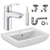 Waschbecken - Waschtisch - 60cm Ideal Standard mit Lotus Beschichtung - Grohe Armatur Komplettset - Siphon - Silikon!