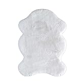 ELART Kunstfell Teppich | Flauschiger Lammfell Teppich | Super Weicher Fellteppich | Wohnzimmer Dekofell | Schlafzimmer Teppiche | Bettvorleger Sofa Matte | Hochwertige Shaggy | 70x100 cm | Weiß