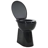 vidaXL Hohe Spülrandlose Toilette für Größere Menschen Senioren Soft-Close Absenkautomatik Stand WC Badezimmer 7cm Höher Keramik Schwarz