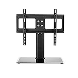 TV Standfuss, Tragbarer TV-Ständer, universeller drehbarer Tisch-TV-Ständer für 32 bis 55 Zoll flache, gebogene Bildschirme, höhenverstellbare Sockelhalterung mit Basis aus gehärtetem Glas, hält bis z