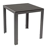 Bistrotisch Sorano 70x70cm rechteckig, Gestell Aluminium Silbergrau, Tischplatte Polywood in Holzoptik dunkelgrau, wetterfester Gartentisch